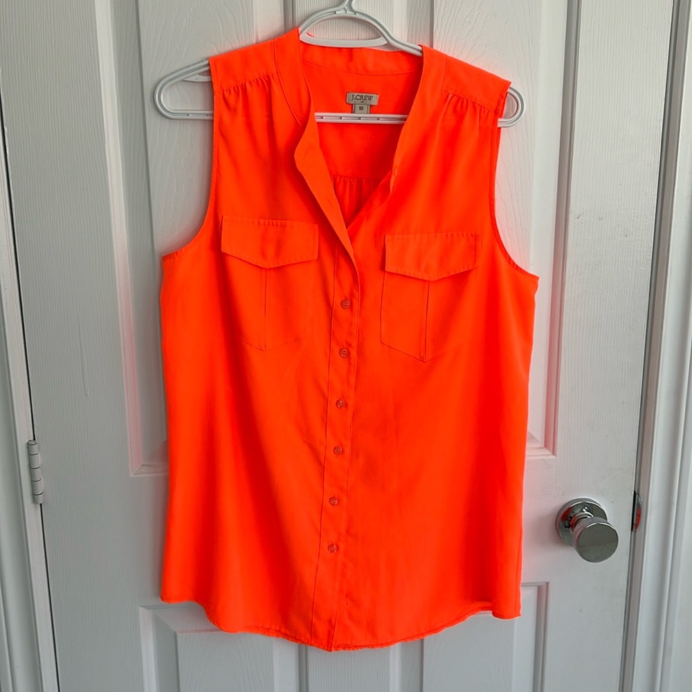 J Crew size 10 orange sleeveless shirt